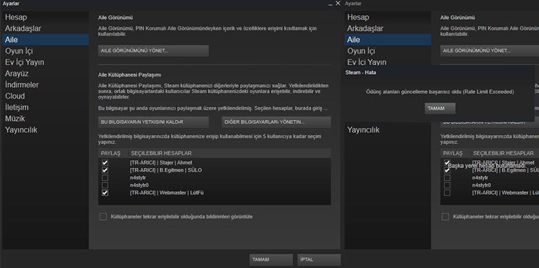 Steam Limitli Kullanıcı Sorunu Çözümü